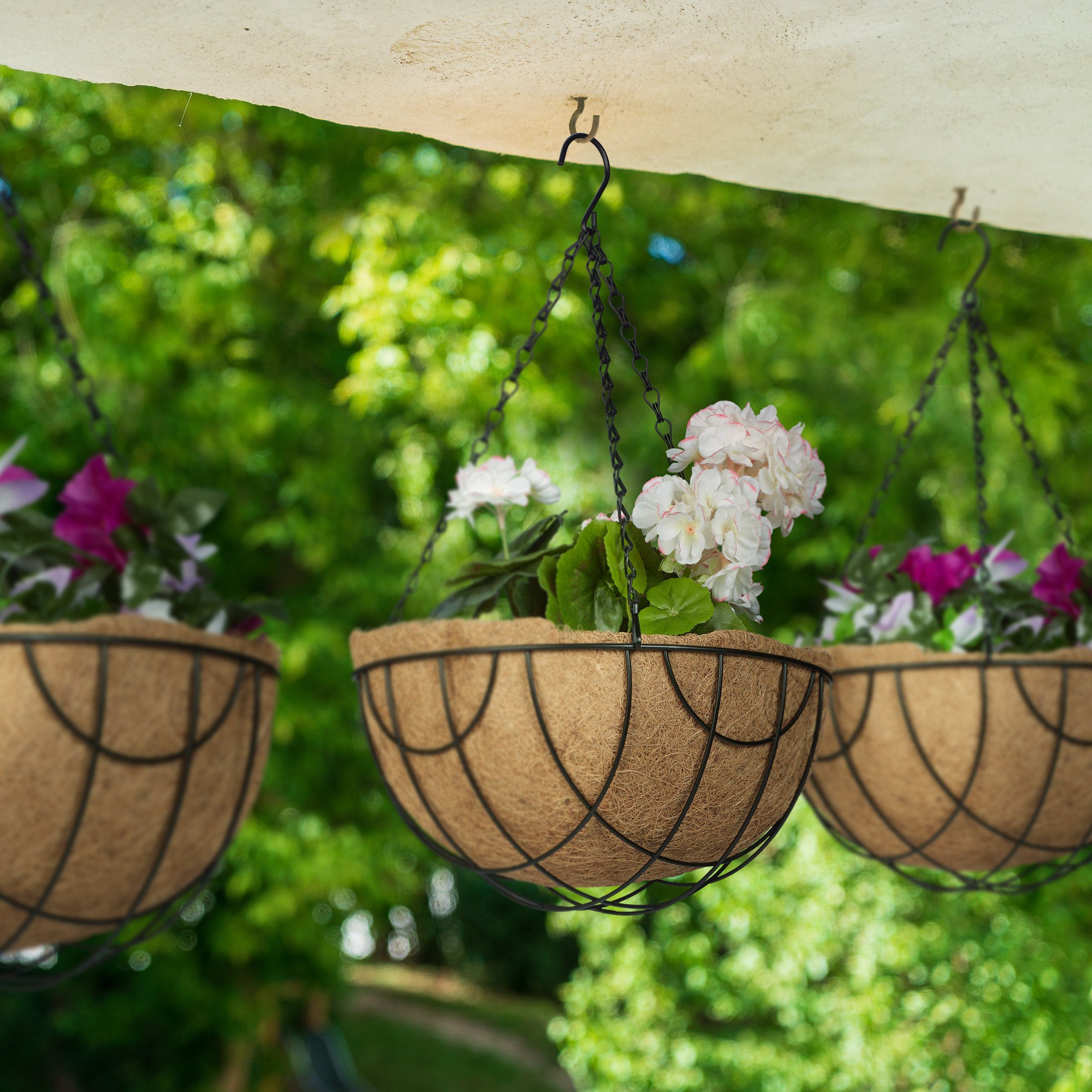 relaxdays Blumenampel 3er Set mit Kokoseinlage günstig online kaufen