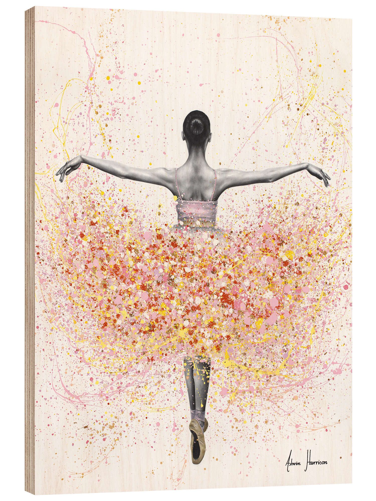 Posterlounge Holzbild Ashvin Harrison, Blumentänzerin, Mädchenzimmer Modern Illustration