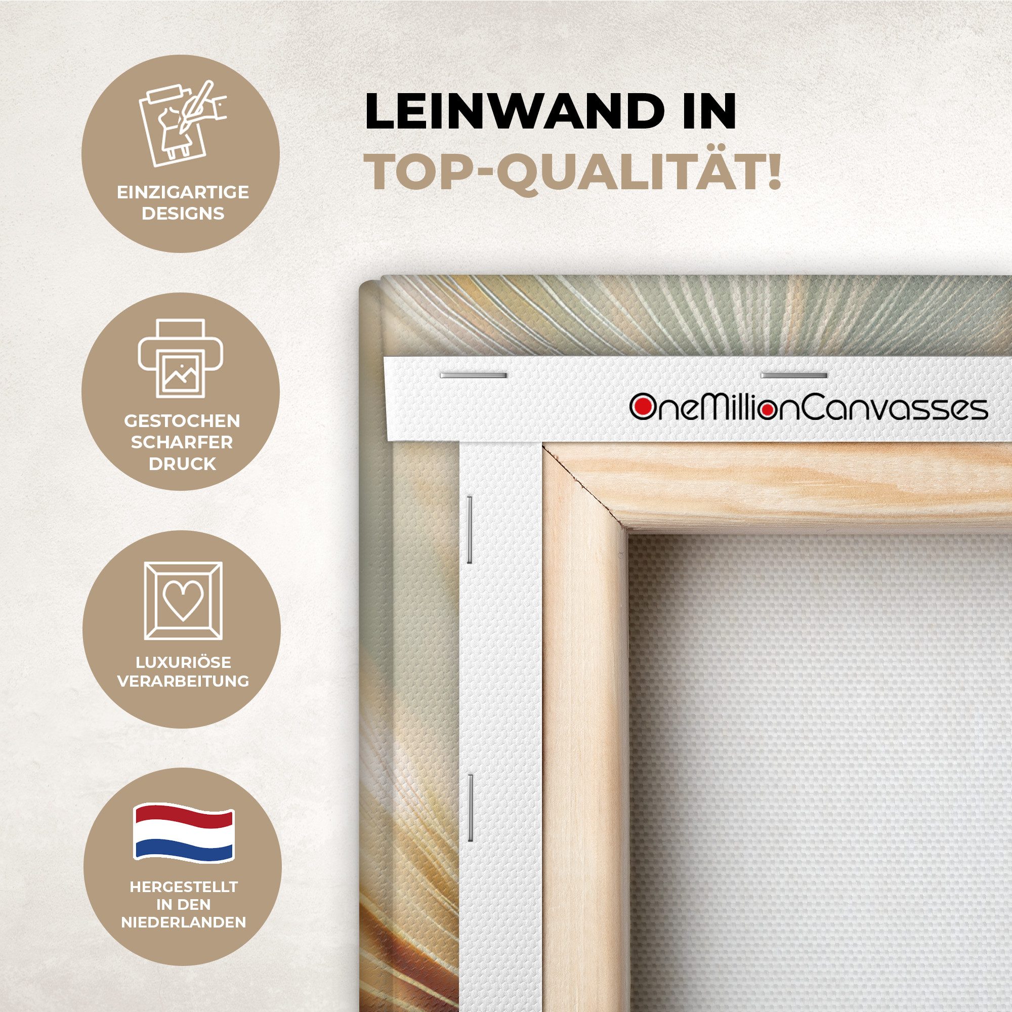 OneMillionCanvasses® Leinwandbild Löwenzahn - Beige - Abstrakt - Modern - Natur, Fotodruck (1 St), Leinwand Canvas Wandbild, Wanddekoration 20x30 cm