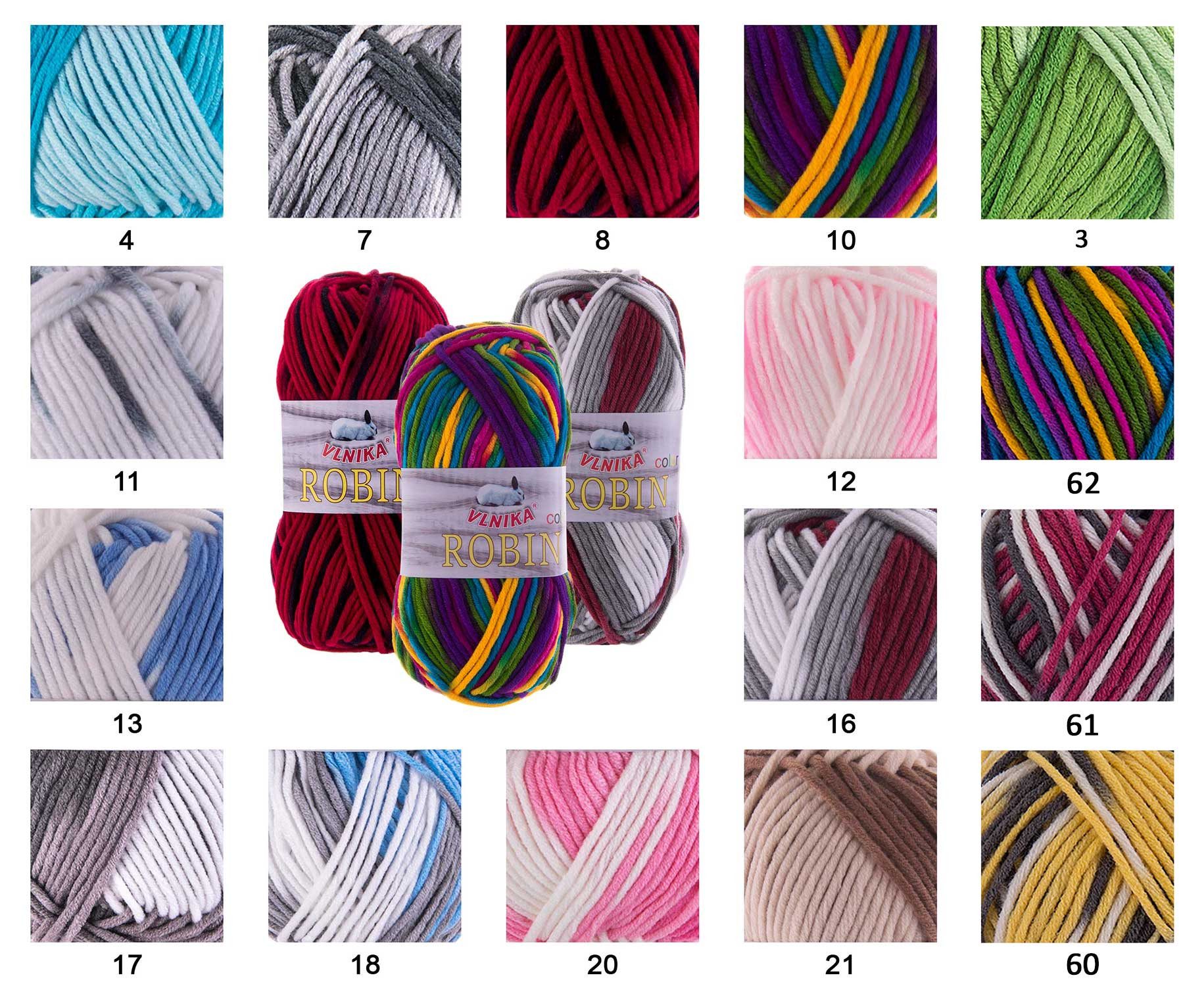VLNIKA 5 x 100g Farbverlaufsgarn Robin Color Antipilling Strickgarn Häkelgarn Häkelwolle, 150 m, 04 blautöne