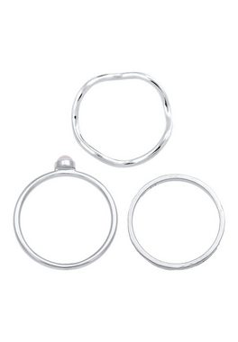 Elli Premium Ring-Set Solitär Rosa Quarz 3er Ring Set 925 Silber