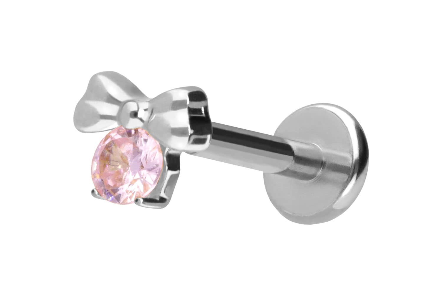 PIERCINGLINE Piercing-Set Titan Labret mit Push Fit SCHLEIFE + KRISTALL (Labrets, 1-tlg)