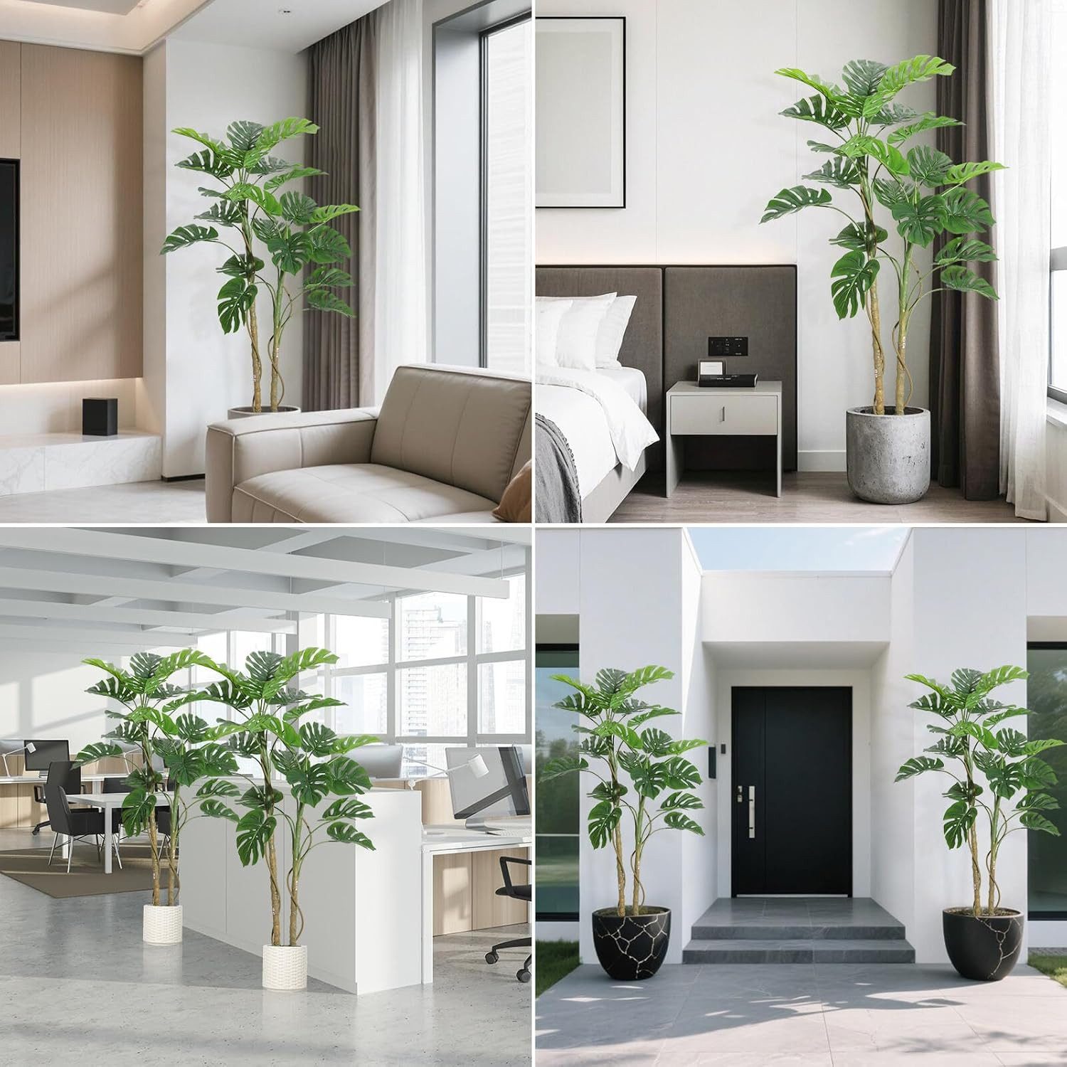 Kunstbaum Künstliche Monstera Deliciosa,realistische künstliche Tropenpalme, GarveeMore, Höhe 150 cm, für die Dekoration von Zuhause und Büro,für den Innen und  – Bild 5 von 5