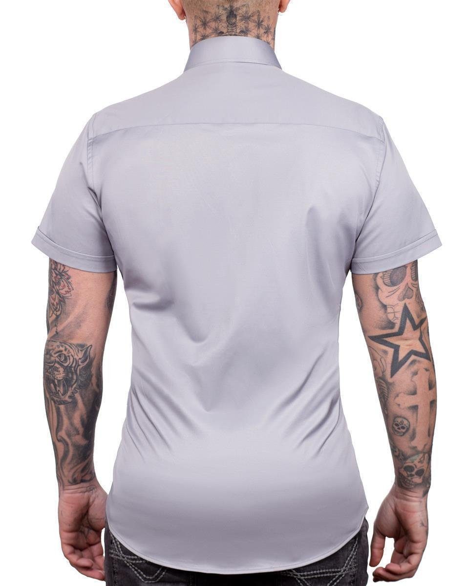 (1-tlg) Design Slim Kurzarmhemd & klassischen Fit im Baxx Buisnesshemd Cipo grau-01
