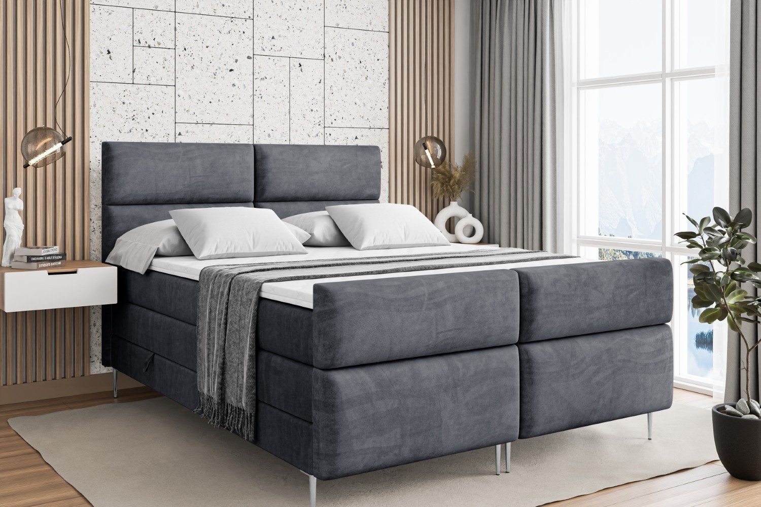 ALTDECOR Boxspringbett BOXI3-F-Z KING (Multipocket-Matratze H4, günstig online kaufen