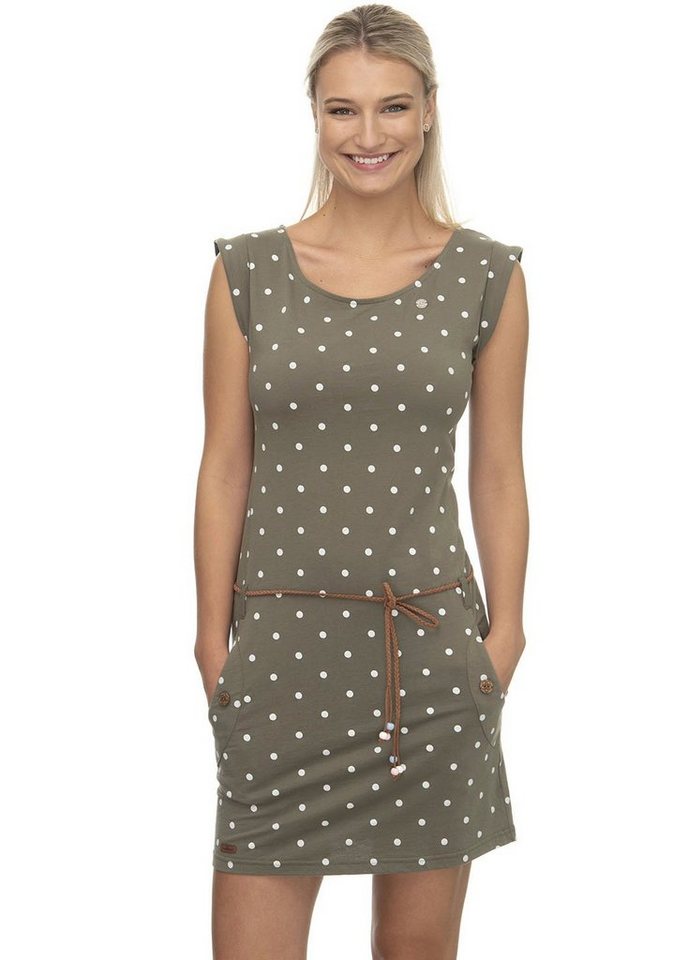 Ragwear Shirtkleid »TAG DOTS« (2-tlg., mit abnehmbarem Gürtel) mit Polka-Dots-Allover-Print in grün