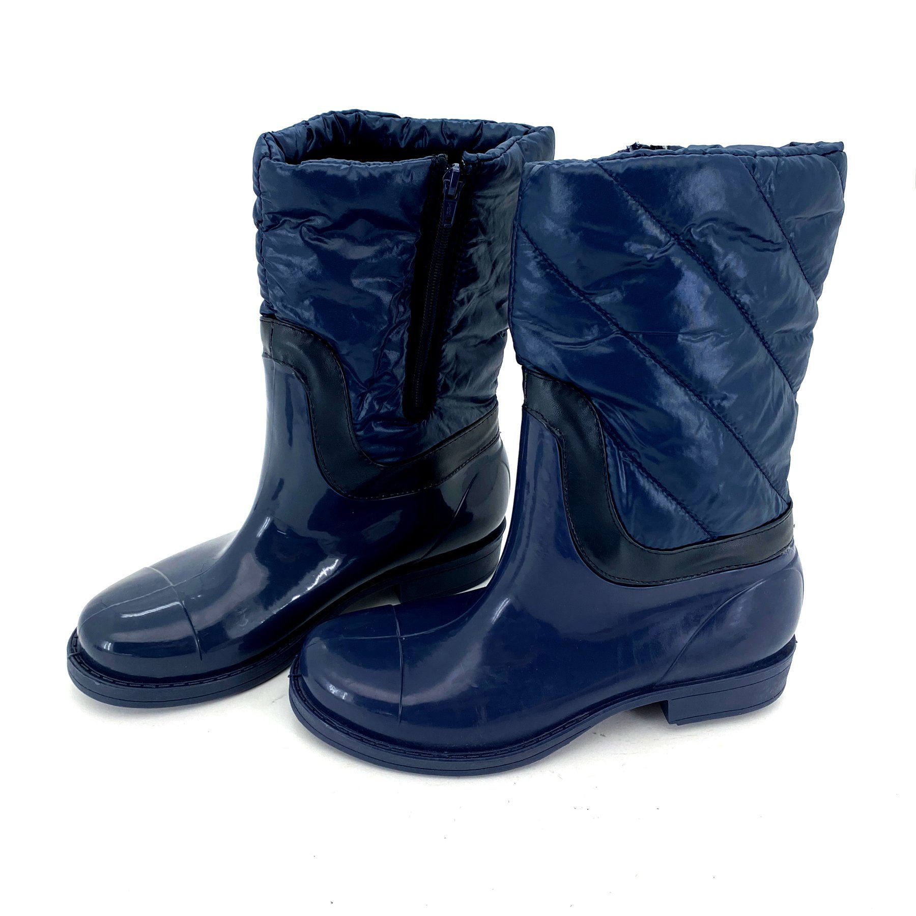 heimtexland Gummistiefel Daunen Stiefel Hochschaft Trend Boots Gummistiefel (Typ880, Blau) gesteppt I wasserdicht I Damen Mädchen Regenstiefel – Bild 2 von 3