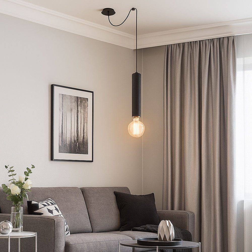 GLOBO LIGHTING Pendelleuchte, Leuchtmittel nicht inklusive, Hängelampe Holz Pendelleuchte Industrie Retro Deckenleuchte schwarz