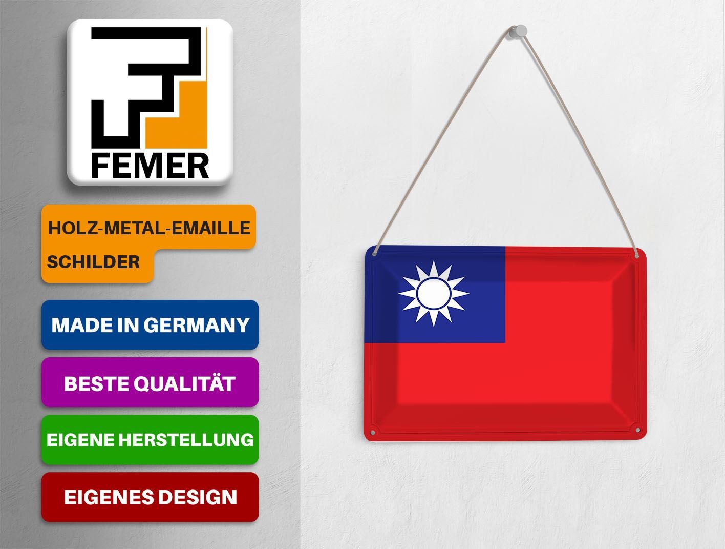 Femer GmbH Postkarte Flagge China 14x10 cm flag of Taiwan, unfrankiert