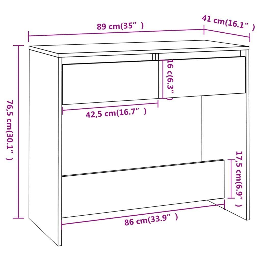 in cm), aus (LxBxH: 3013215 möbelando Holzwerkstoff 89x41x76,5 Sonoma-Eiche Konsole