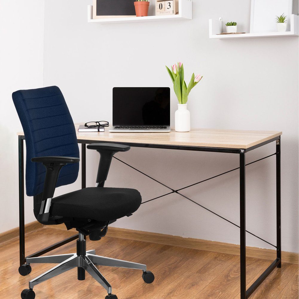 St), Schwarz/Blau Schreibtischstuhl (1 Drehstuhl Profi Stoff PRO-TEC OFFICE Bürostuhl 350 hjh ergonomisch