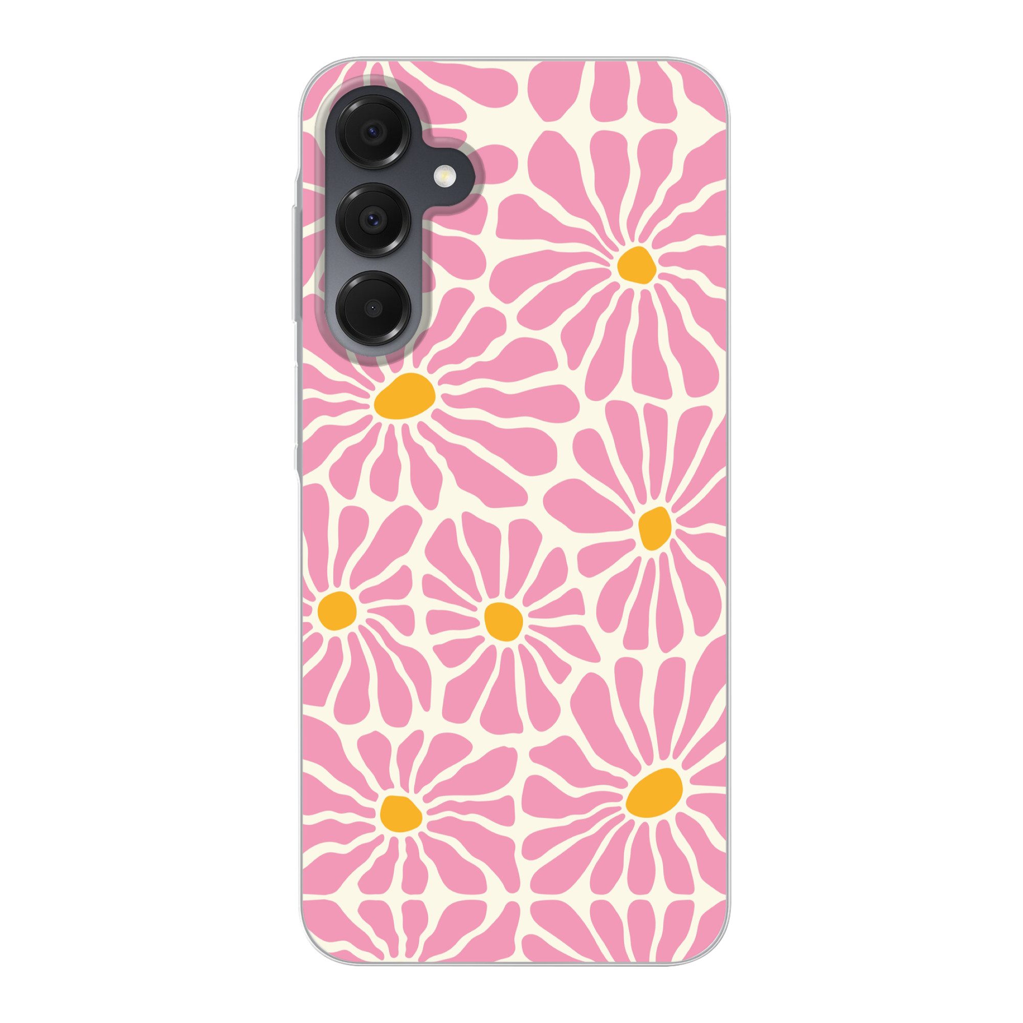 MuchoWow Handyhülle für Samsung Galaxy A16 5G Blumen - Muster - Rosa - Beige - Orange, Phone Case, Silikon, Schutzhülle Dünn
