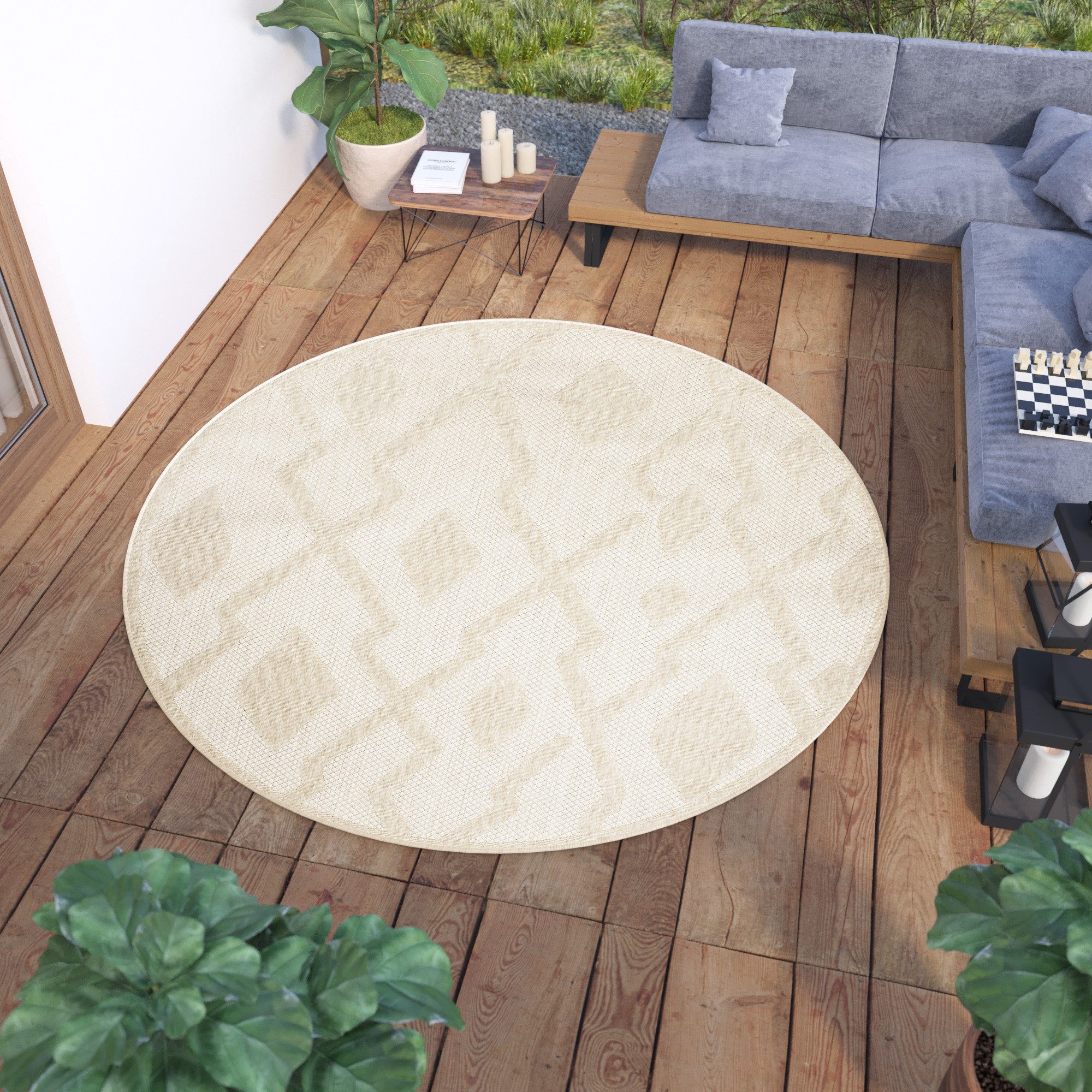 Tapiso Outdoorteppich VIERA RUND, rund, Höhe: günstig online kaufen