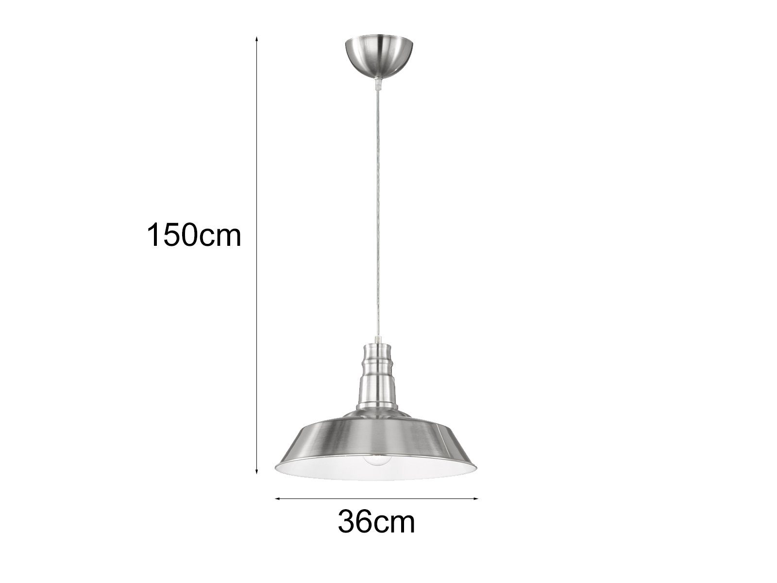 Reality Leuchten LED Pendelleuchte, LED wechselbar, Warmweiß, Fabrik-lampe im Industrie-design hängend über Esstisch Silber, Ø36cm