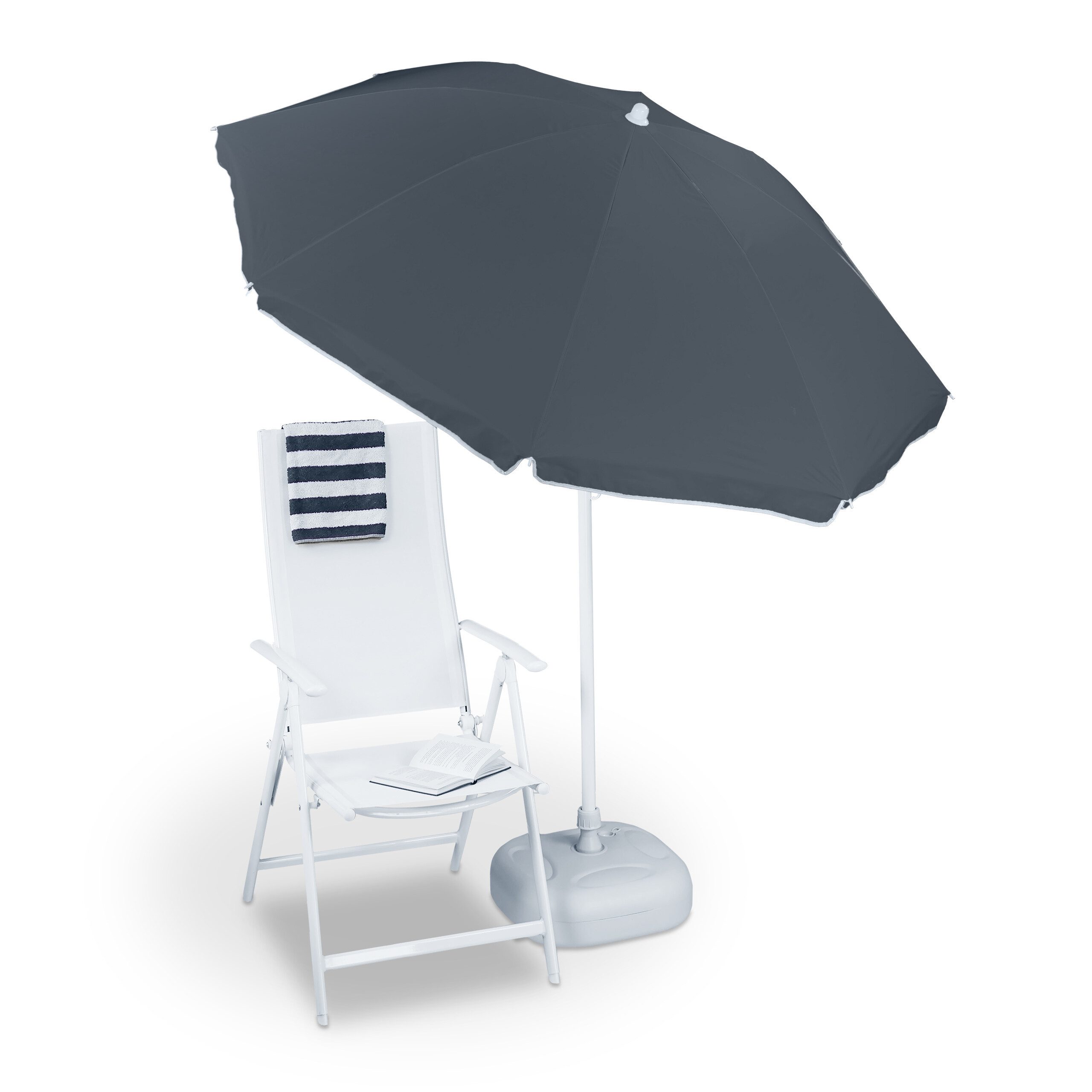 relaxdays Sonnenschirm 180 cm, Grau günstig online kaufen