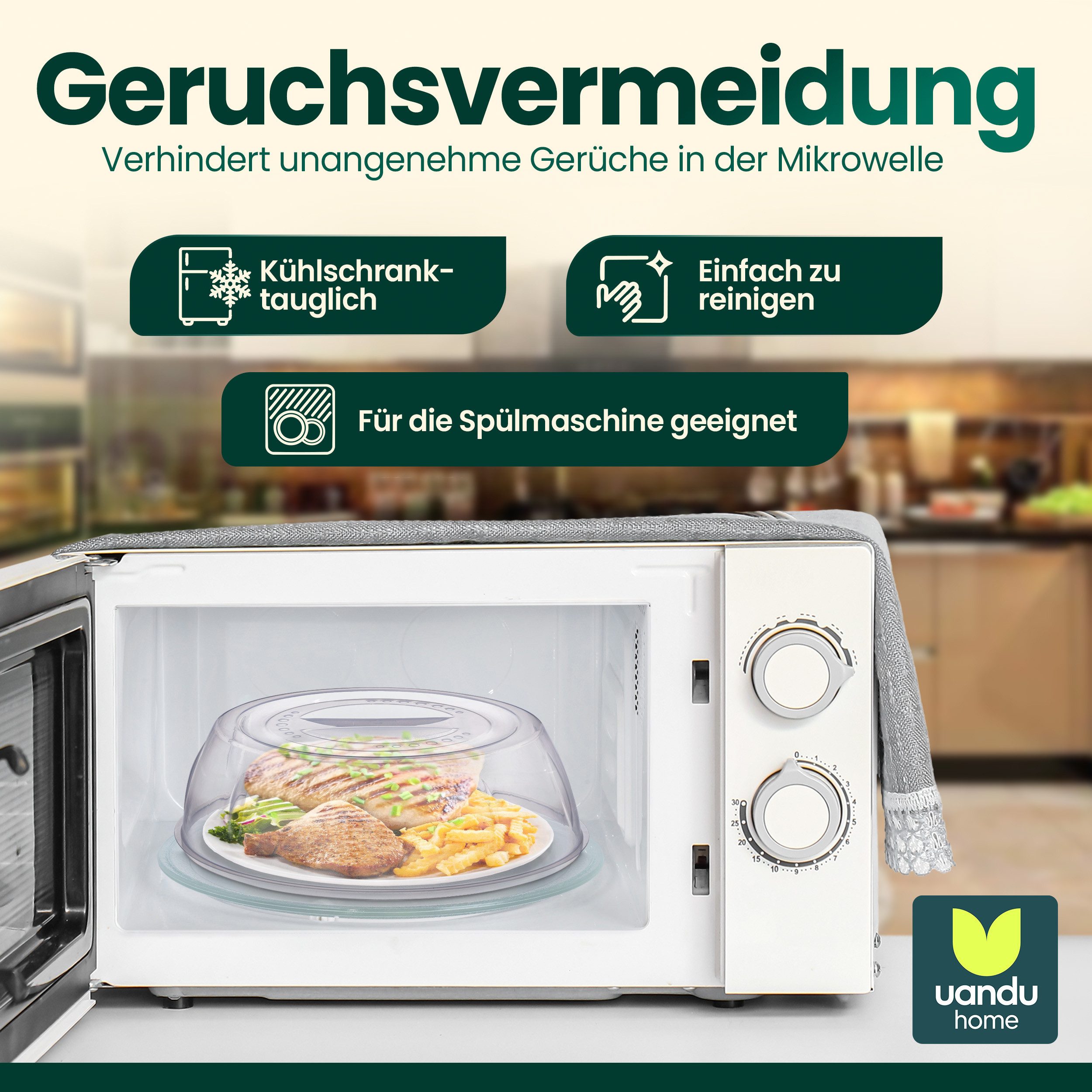 uandu home Mikrowellenbehälter Mikrowellen Abdeckung, Mikrowellengeschirr, Microwellenabdeckungen, (Küche Aufbewahrung & Organisation, Microwellengerät, Abdeckh – Bild 5 von 5