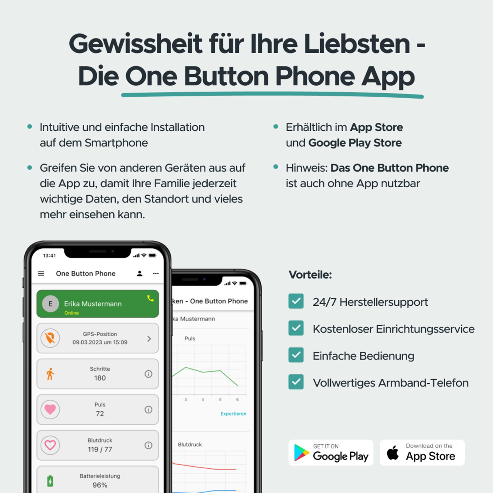one button phone Notfallarmband GPS&SOS Notruf mit Sturzerkennung Smartwatch, SOS-Taste, automatische Sturzerkennung und GPS-Ortung