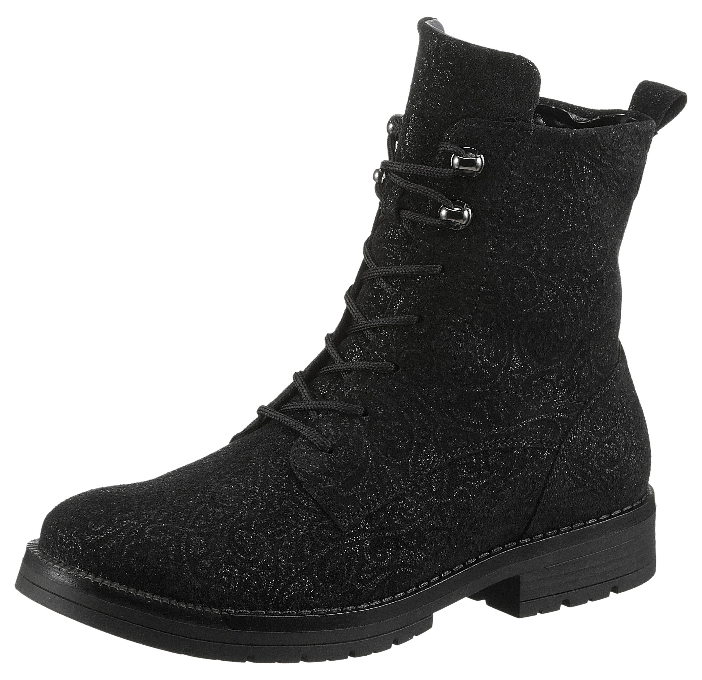 Waldläufer G-RAVINA Schnürstiefelette Schnürboots, Blockabsatz, in floraler günstig online kaufen