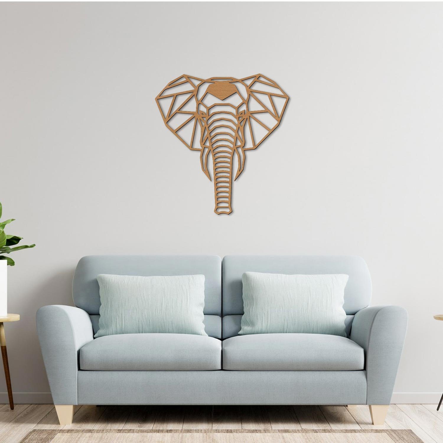 Namofactur LED Wandleuchte Elefant - Deko integriert, Wanddekoobjekt Leuchte mit Dekoobjekt Wand Holz LED Warmweiß, batteriebetrieben fest Wohnzimmer Elefanten-Motiv Lampe, aus 