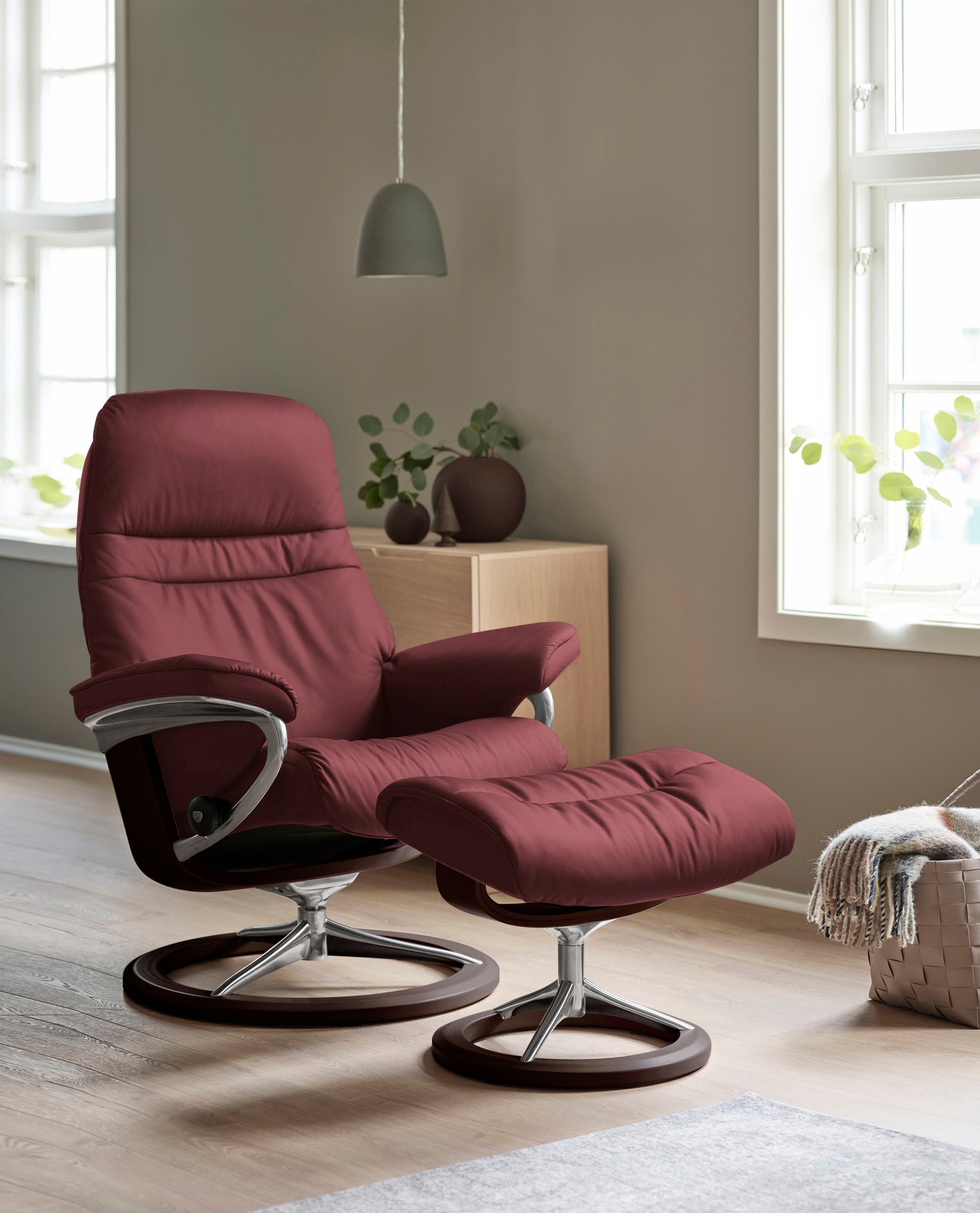 Stressless® Relaxsessel Sunrise (Set, Relaxsessel mit Hocker), mit Signature Base, Größe L, Gestell Braun