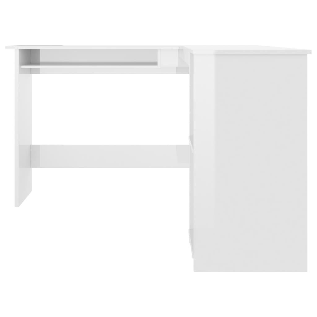 Schreibtisch L-Form 120x140x75 Hochglanz-Weiß cm Eckschreibtisch furnicato in