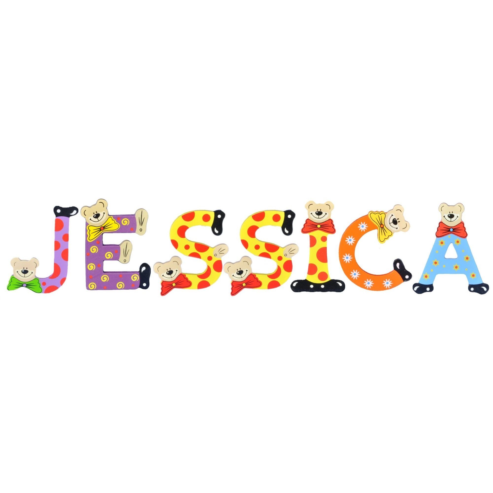 JESSICA St), Deko-Buchstaben Holz-Buchstaben - Kinder 7 sortiert Namen-Set, Playshoes (Set,