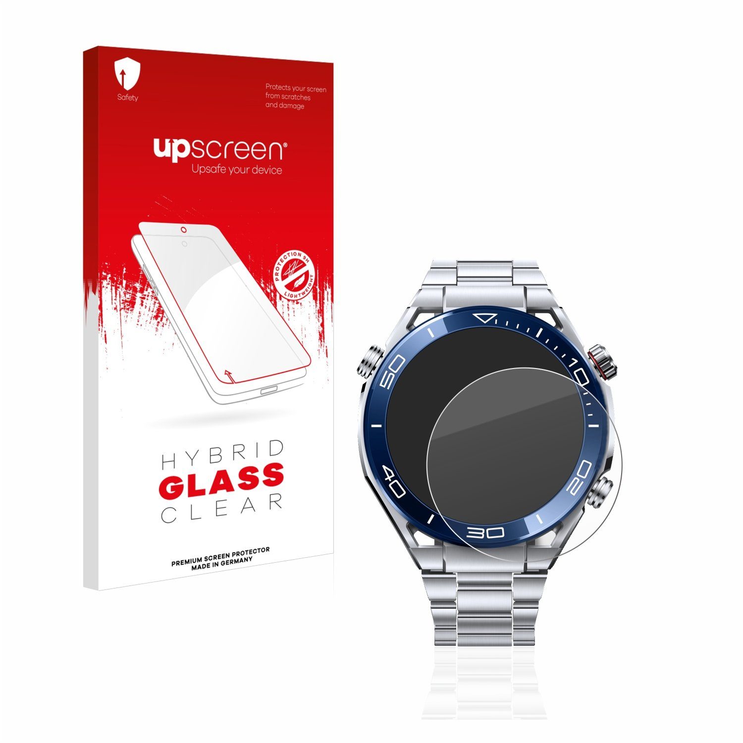 upscreen Displayschutzglas Folie für Huawei Watch Ultimate (48.5 mm), Schutzfolie Glas Panzer Display Schutz klar