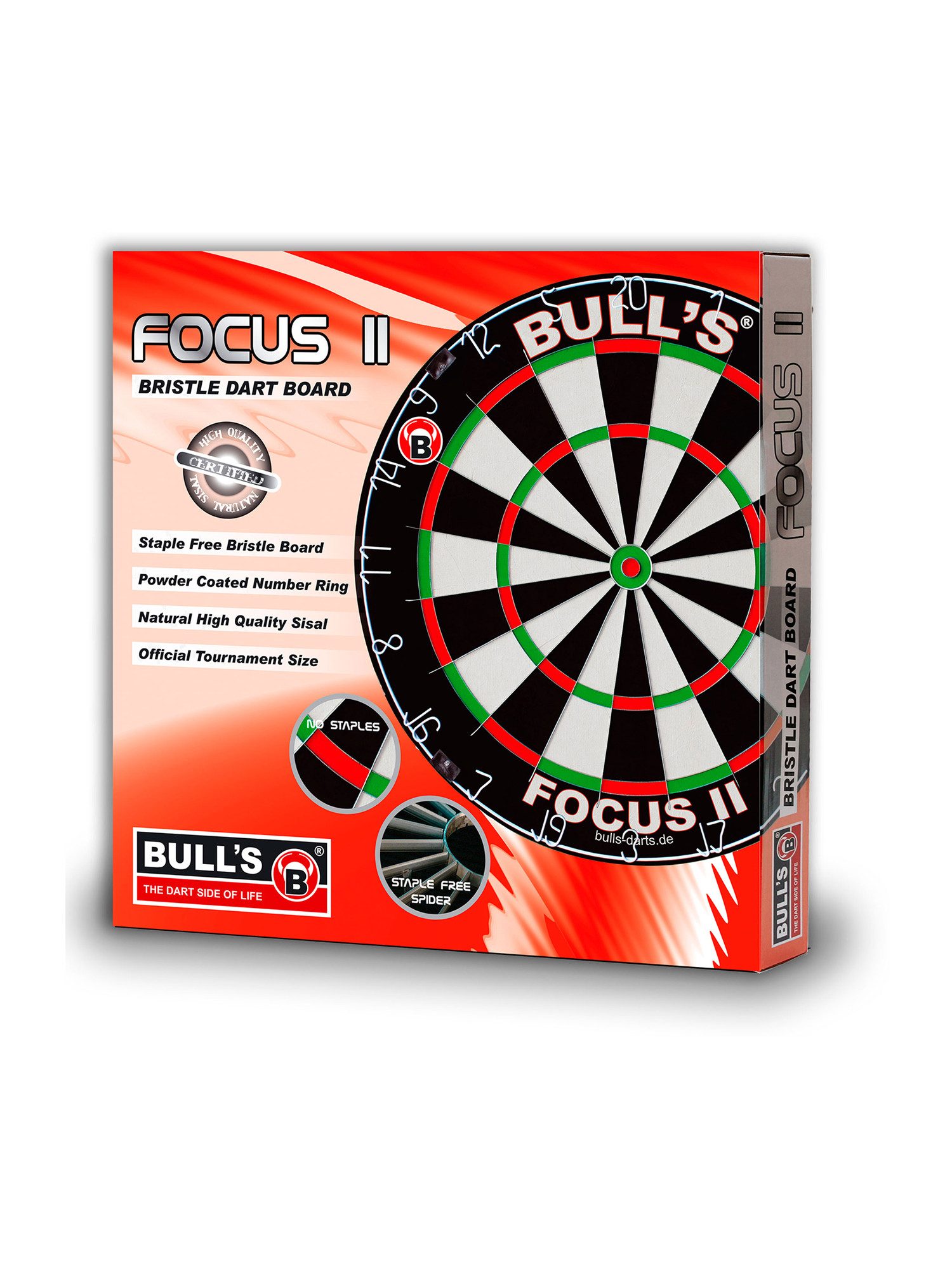 BULL'S Dartscheibe Focus II Bristle Dartboard Steeldartboard Profi-Turnier-Sisal Board, unisex neutral