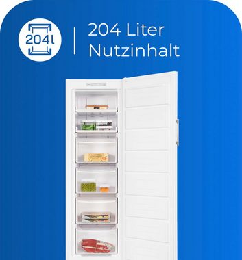 exquisit Gefrierschrank GS271-NF-H-040D weiss, 170,5 cm hoch, 54 cm breit, 204 Liter Nutzinhalt, NoFrost, Schnellgefrieren