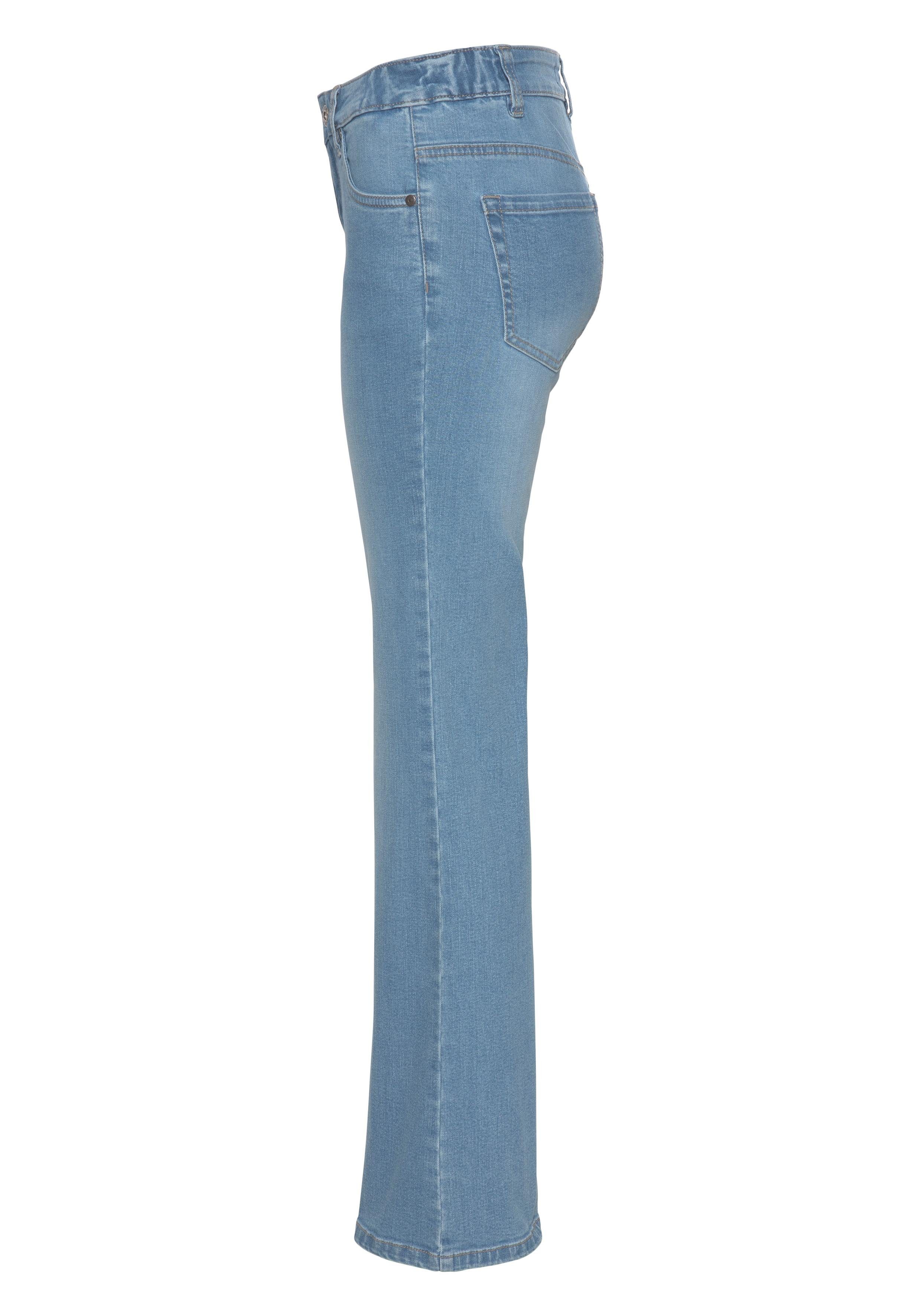 bleached mit Bootcut-Jeans Bund Waist seitlichem Arizona Gummizugeinsatz High