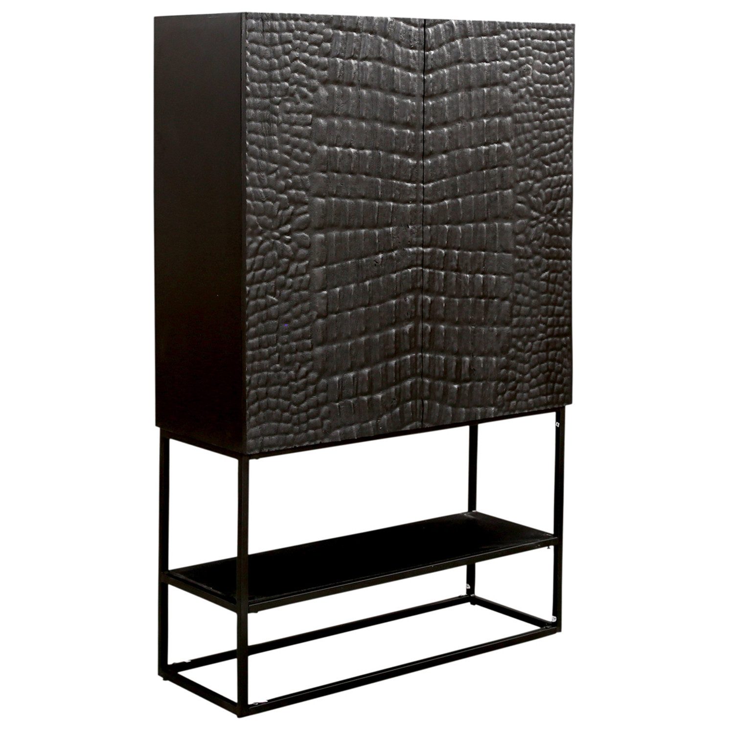 Marrakesch Orient & Mediterran Interior Highboard Highboard Adriaen im Vintage-Design aus Holz gefertigt, Schwarz 158 cm (1 St), Handarbeit