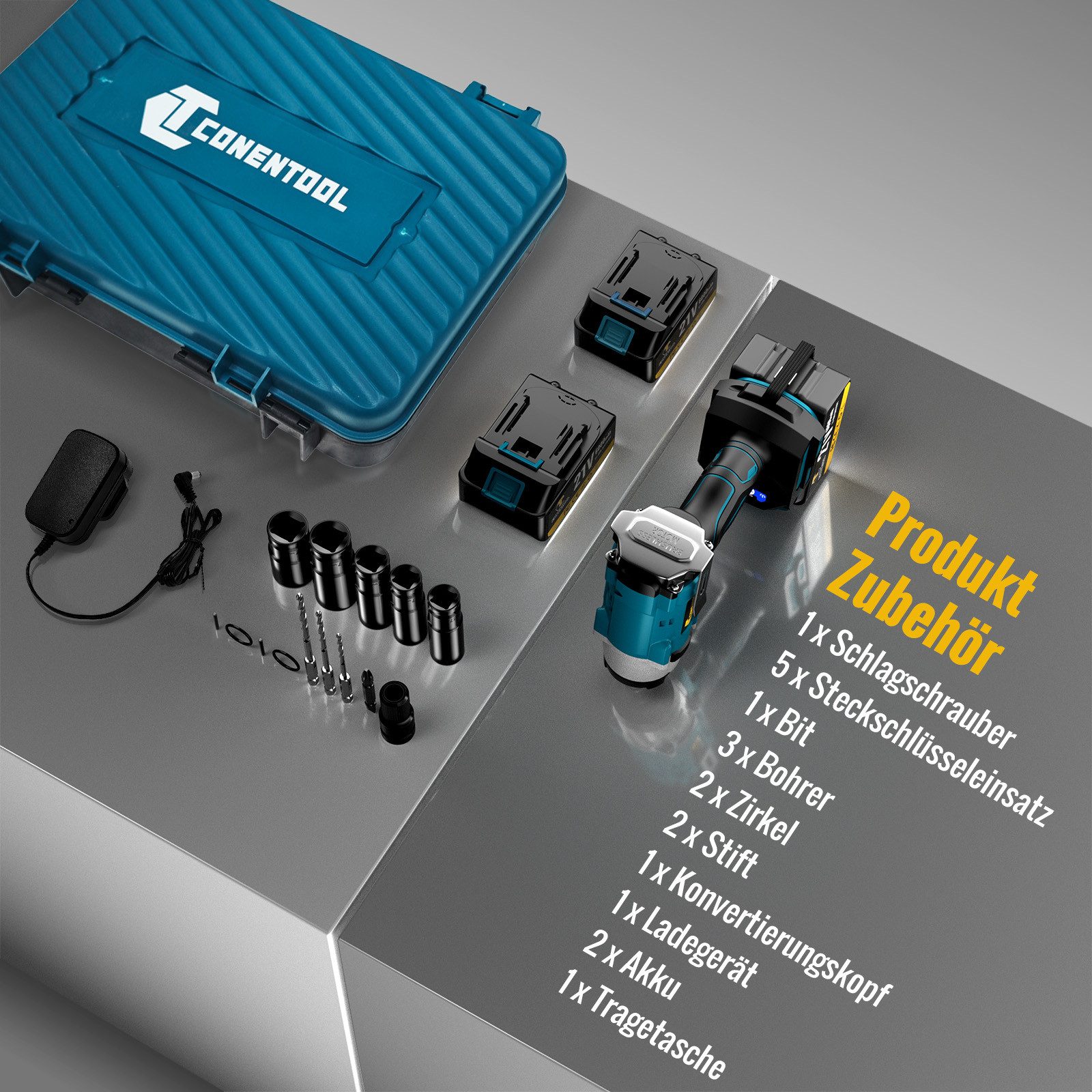 CONENTOOL Akku-Schlagschrauber 21V Bürstenloser elektrischer 1/2 günstig online kaufen