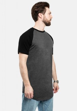 Blackskies T-Shirt Round Baseball Kurzarm Longshirt T-Shirt Charcoal-Schwarz Medium