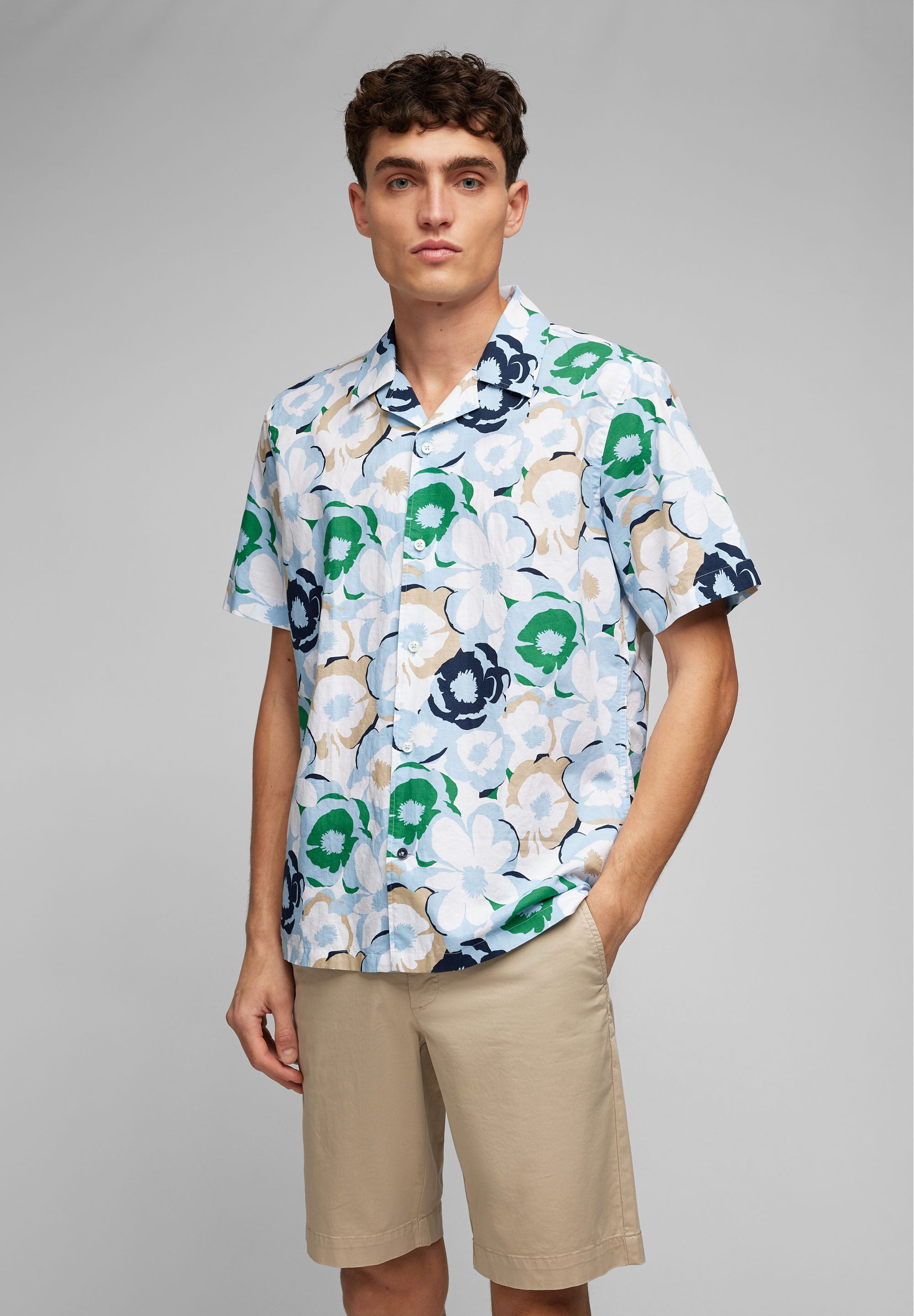 HECHTER PARIS Kurzarmhemd aus einer Leinen-Baumwoll-Mischung