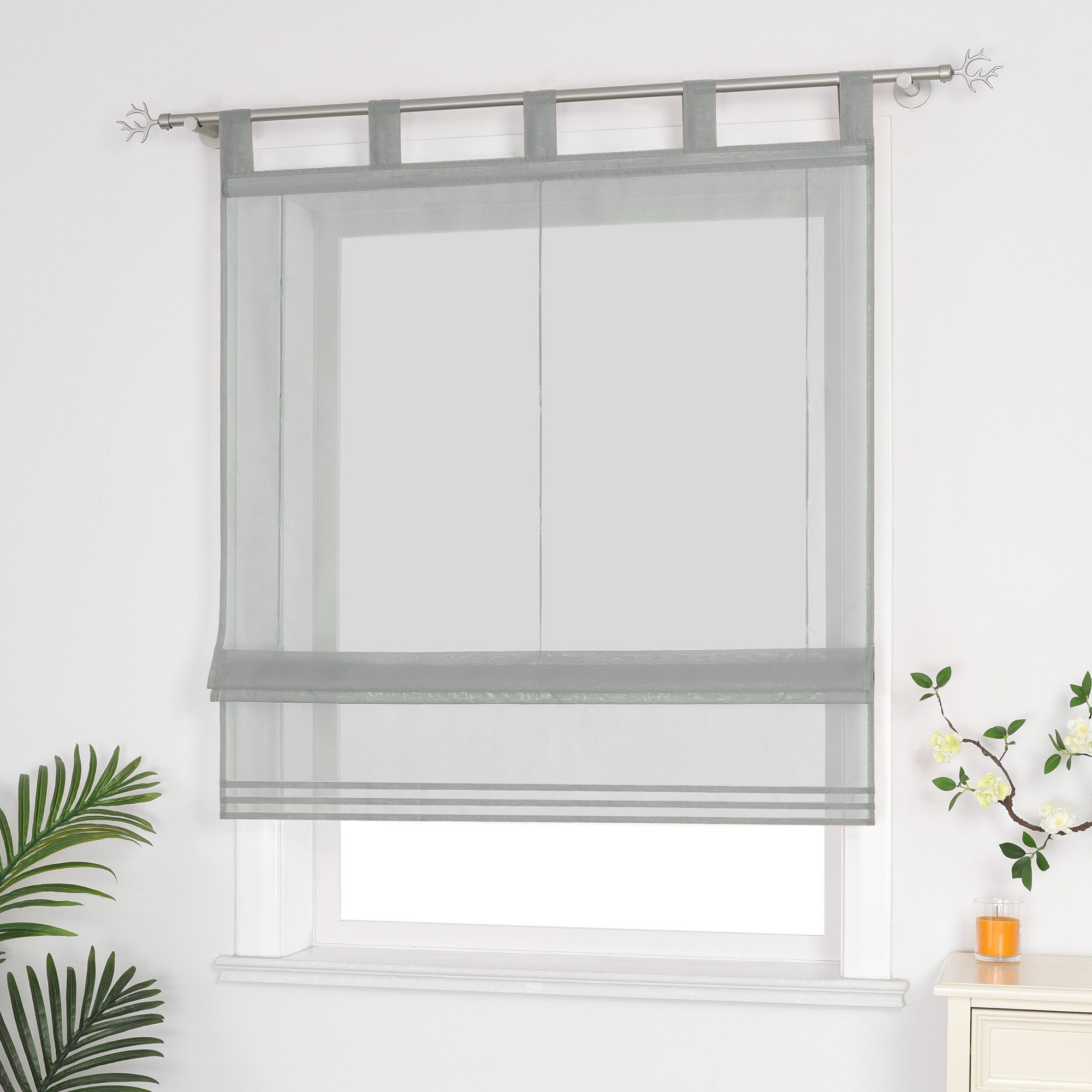 Delien Raffrollo Sophia, mit Schlaufen, Voile Uni Wohnzimmer Gardine günstig online kaufen