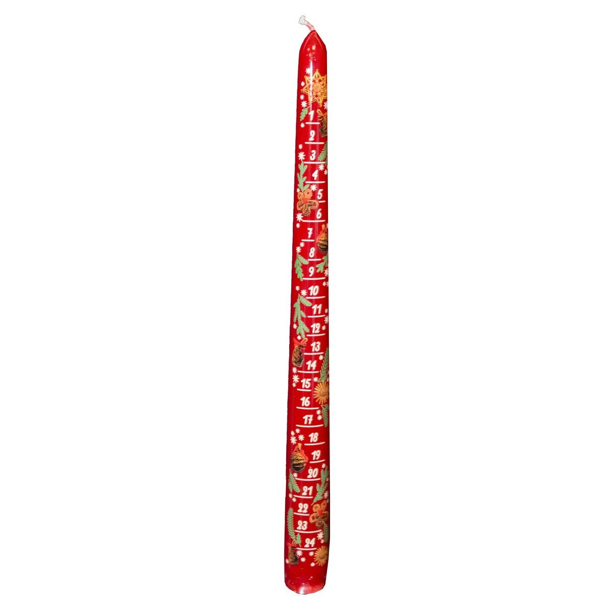 Ebersbacher Kerzenfabrik Rustic-Kerze Adventskalender Kerze Leuchterkerze rot