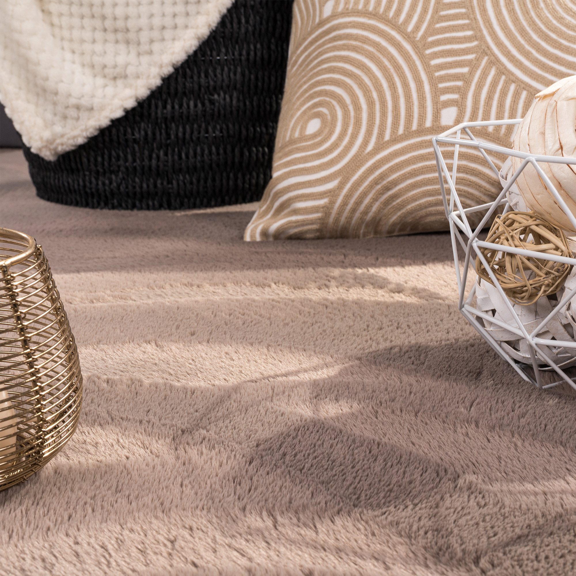 Carpetia Teppich Teppich taupe Hasenfell-Optik elegant günstig online kaufen
