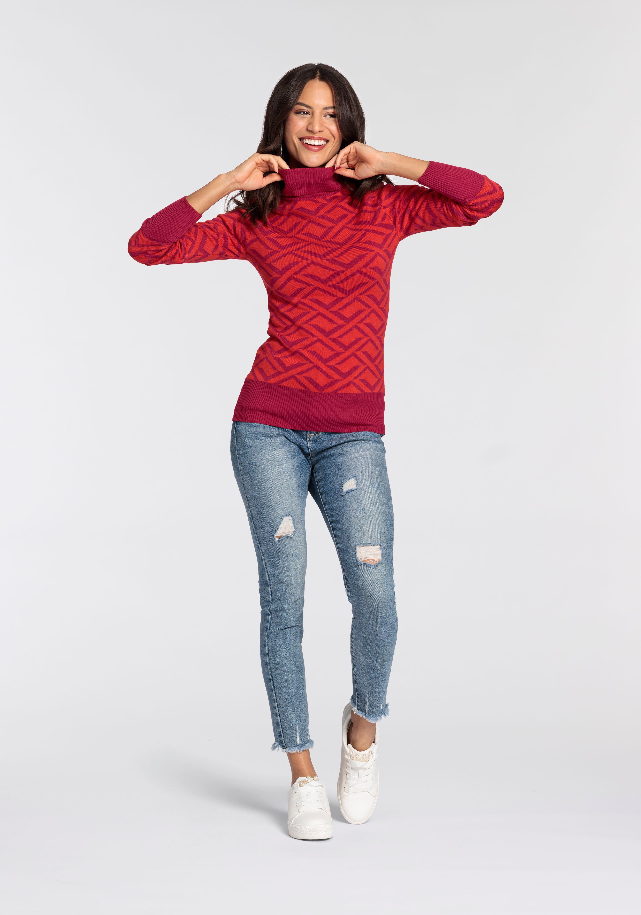 Melrose Rollkragenpullover mit Jacquard-Muster