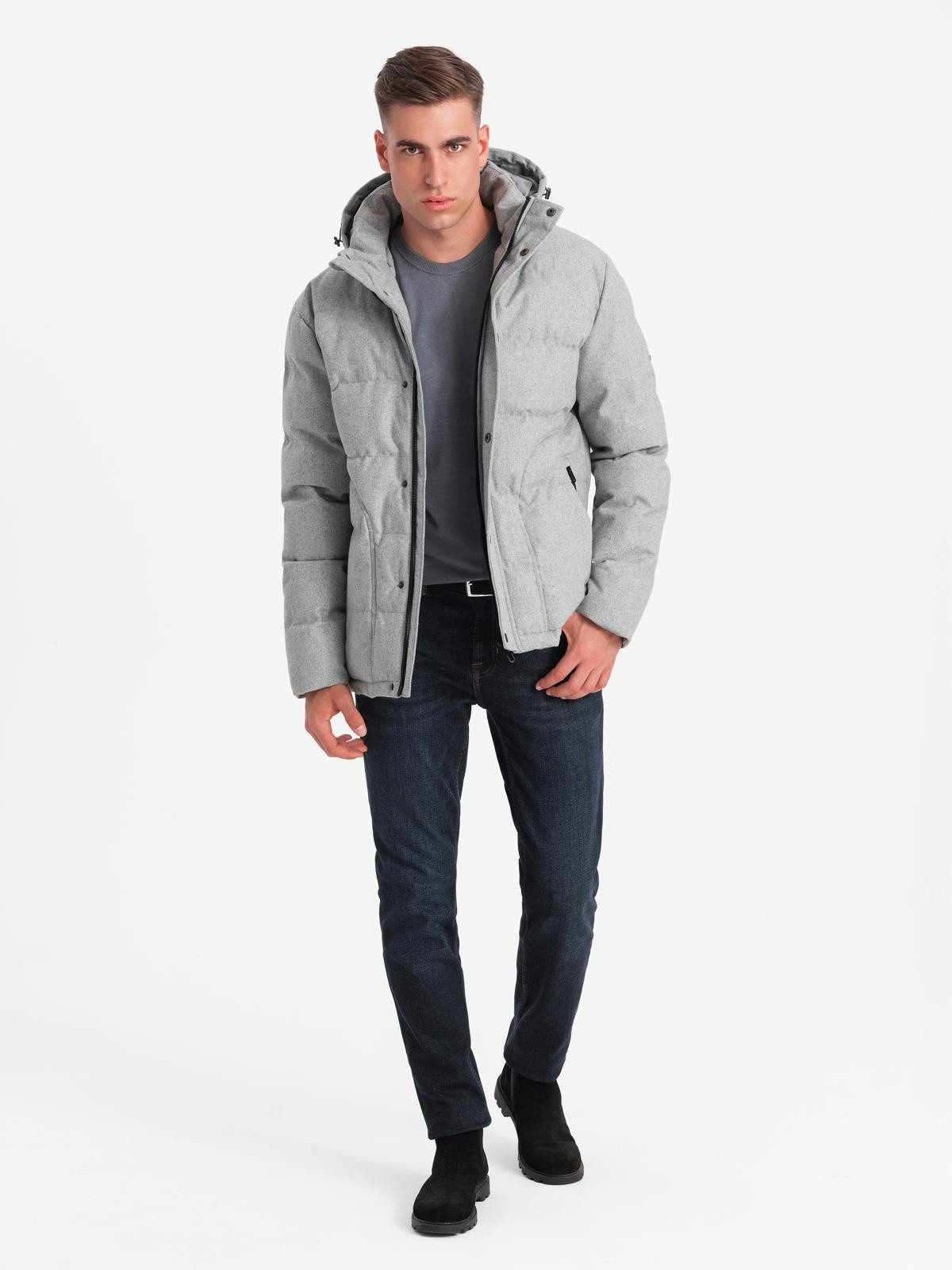 OMBRE Winterjacke Herren-Freizeit-Pufferjacke mit Wolle