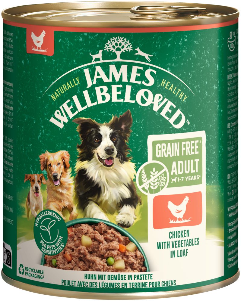 James Wellbeloved JAMES WELLBELOVED™ Hund Dose Getreidefrei Huhn Pastete 800g, Nassfutter für: Hunde