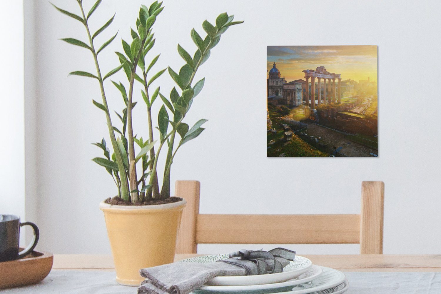 St), für Rom, Bilder Leinwandbild Schlafzimmer (1 OneMillionCanvasses® Leinwand Sonne Triumphbögen der Von in beleuchtete Wohnzimmer