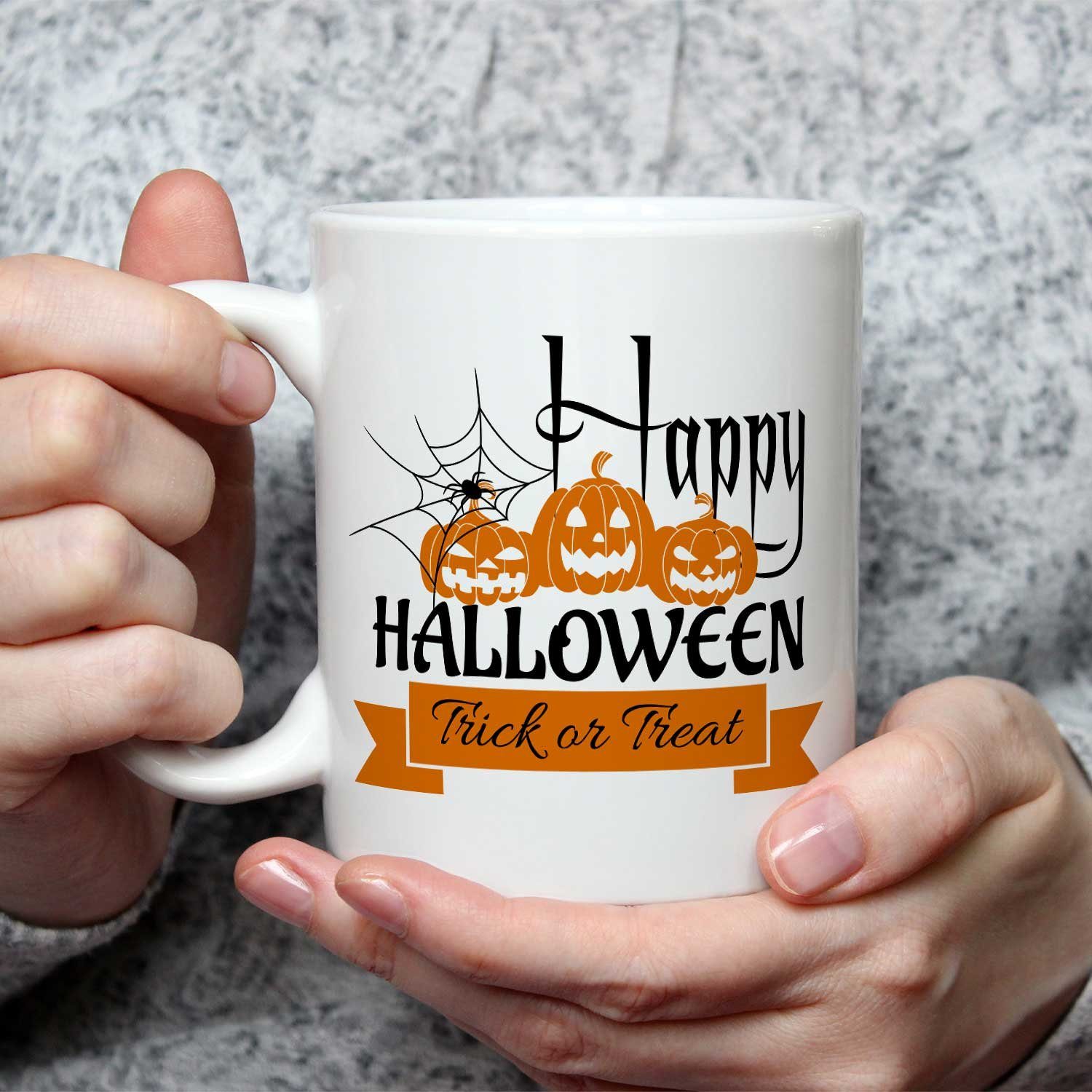 GRAVURZEILE Tasse im Motiv mit Weiß & Geschenk Halloween für Ihn V2 - - Sie Design Happy