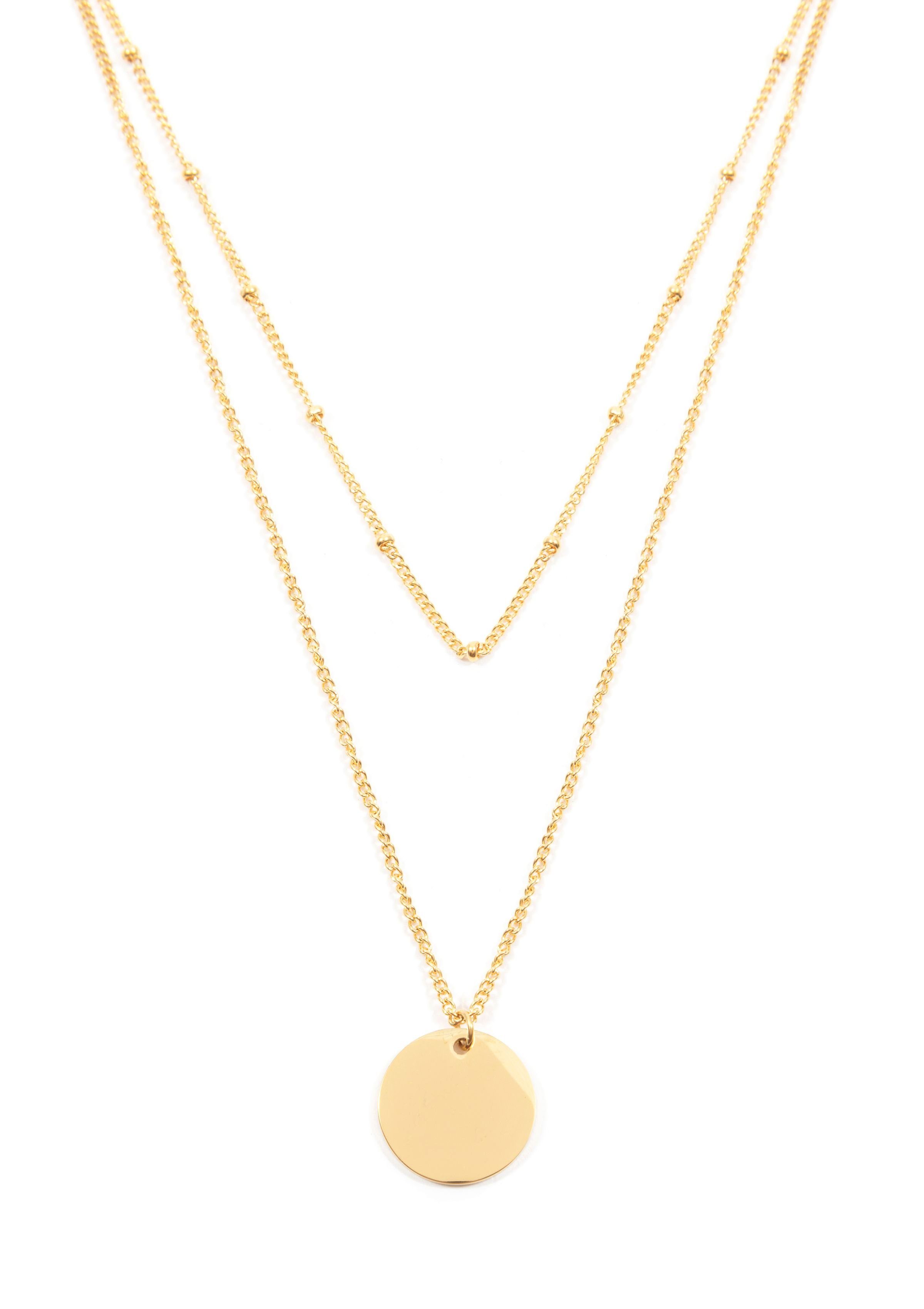 Collier Layer Kette Kreis hängend, 18K Roségold vergoldet