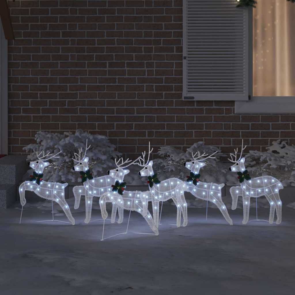vidaXL Christbaumschmuck LED Rentiere 6 stk. Weiß 45 x 19 x 65 cm Stoff (6-tlg)