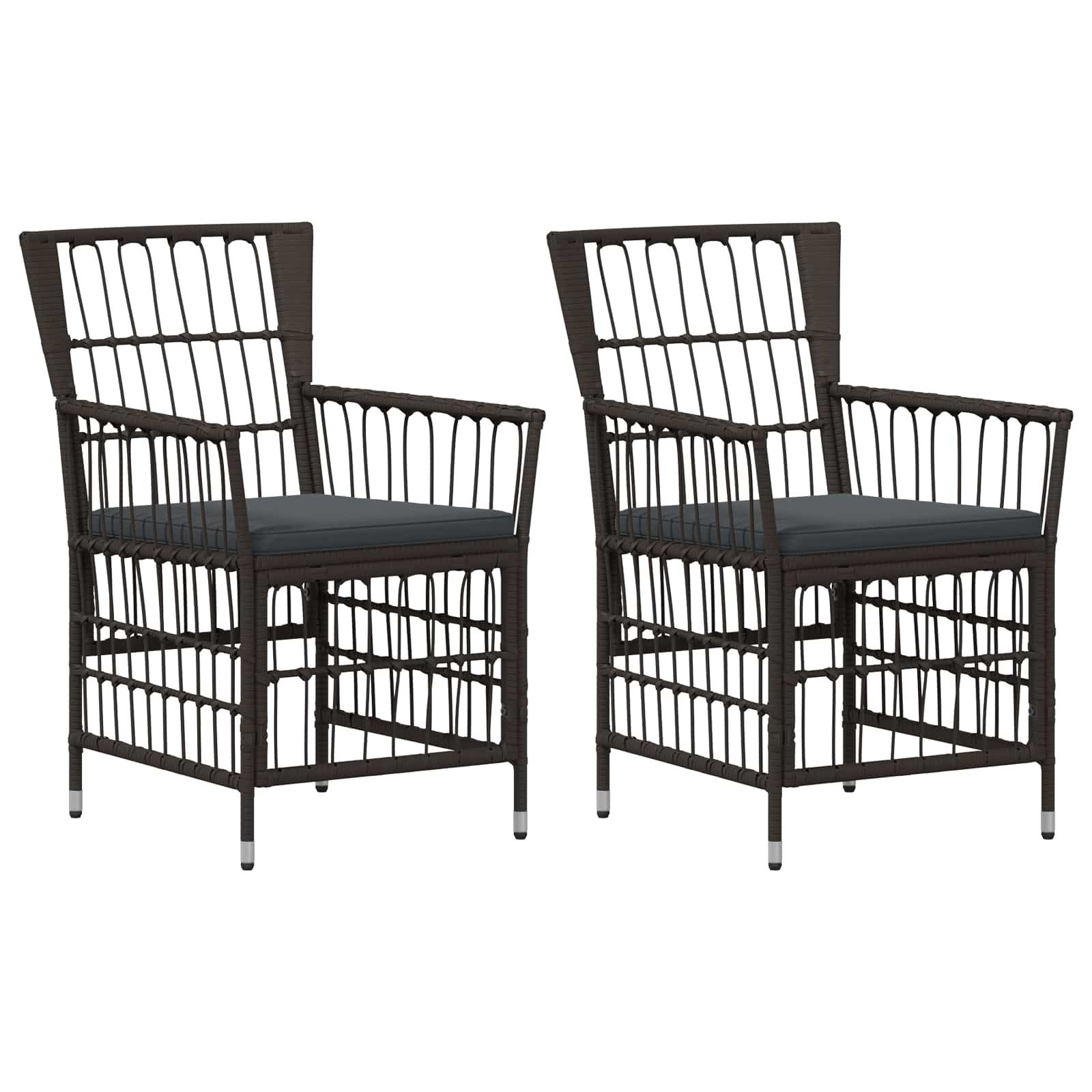 vidaXL Gartenstuhl Gartenstühle 2 stk. Schwarz PE Rattan, Stahl und Polyesterstoff (2 St)