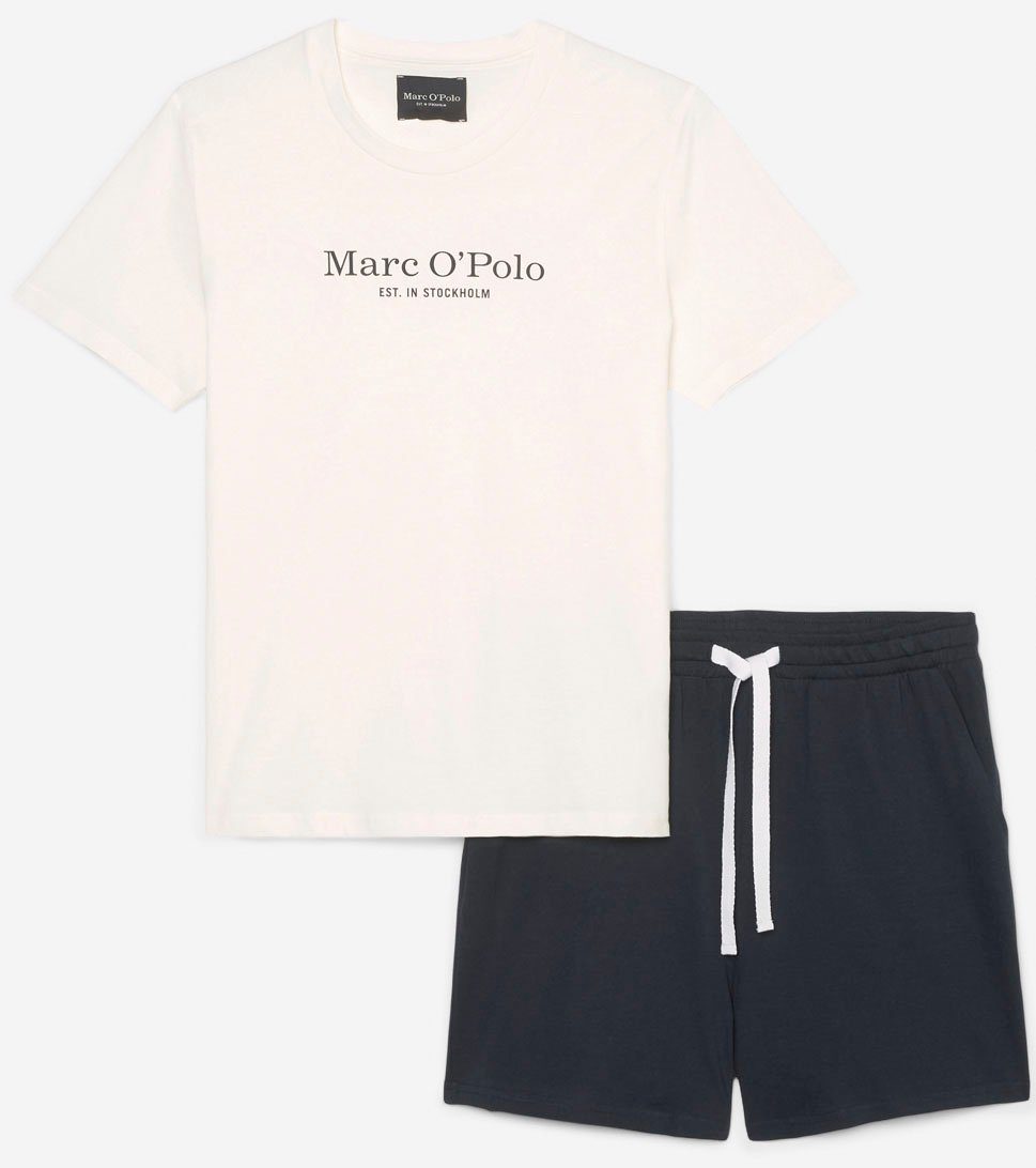 Marc O'Polo Shorty (Set, 2 tlg) mit Logo-Print weiß-marine