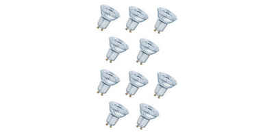 Osram LED Einbaustrahler PAR16 4.5W Reflektorlampe GU10 Strahler dimmbar Decken Leuchte [10er], LED fest integriert, Kaltweiss, energiesparend, Abstrahlwinkel 36°, Dimmbar, Kaltweiß