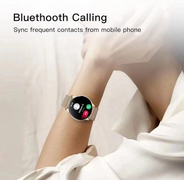 Krostming Smartwatch (1,32 Zoll, Andriod iOS), Telefonfunktion IP67 Wasserdichtes Herzfrequenz-SpO2-Blutdruckmessung