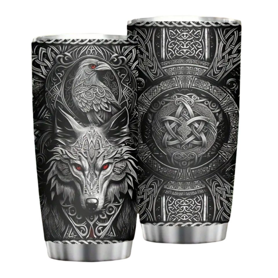 Venicce Love Thermobecher Kaffeebecher, Wikinger-Geschenke für Männer Geburtstag, 1-tlg., Edelstahl, 6h heiß, 12h kalt - Vikings Valhalla