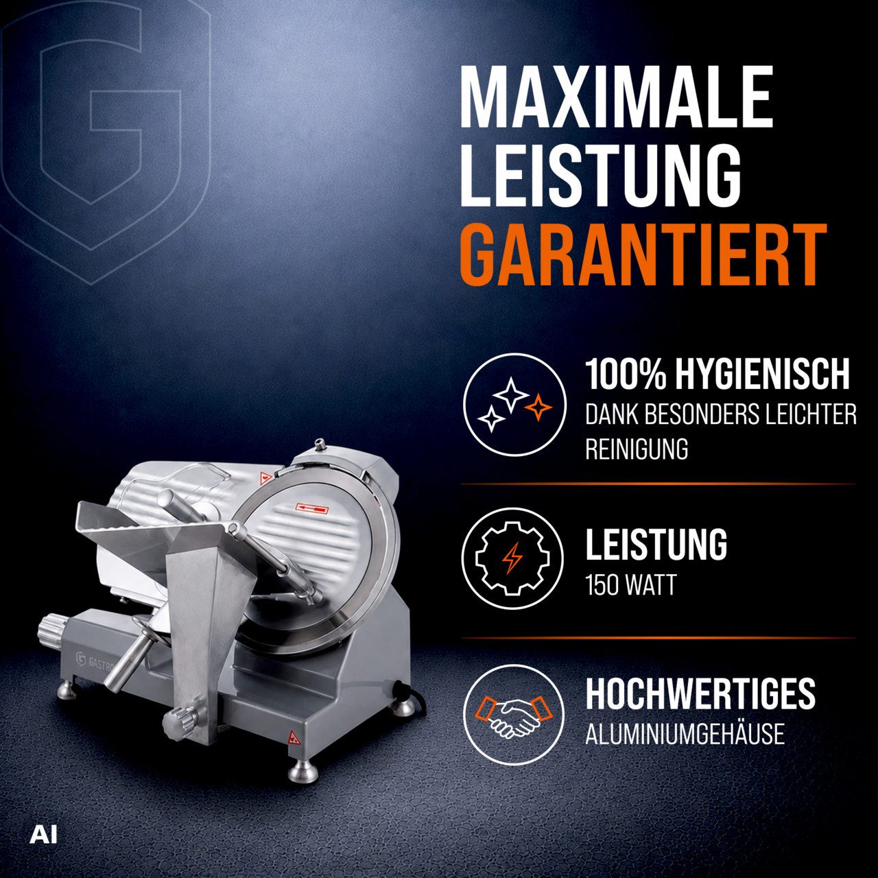 GastroHero Elektromesser Aufschnittmaschine ASM250, Wurstschneidemaschine, 240 W, Integrierter Schleifstein, Schuko-Stecker, kompakte Bauweise – Bild 2 von 5